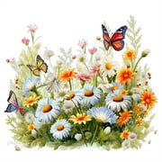 Furvclv Bathroom Toilet Seat Sticker Butterfly Flower Grass Self-Adhesive Toilet Lid Decals Removable Stickers For Bathroom Restroom Power Switch Home Decor